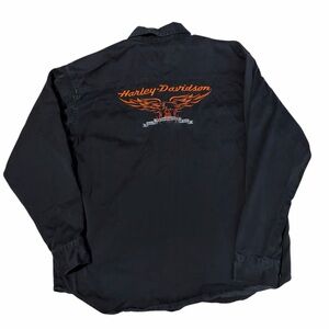 Harley Davidson Heavyweight Button Up Shirt Mens Large Motorcycle READ